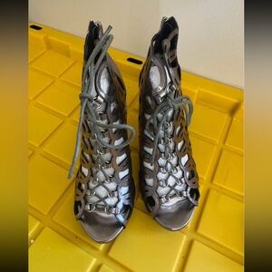 XOXO Silver laced-up Heeled Sandals